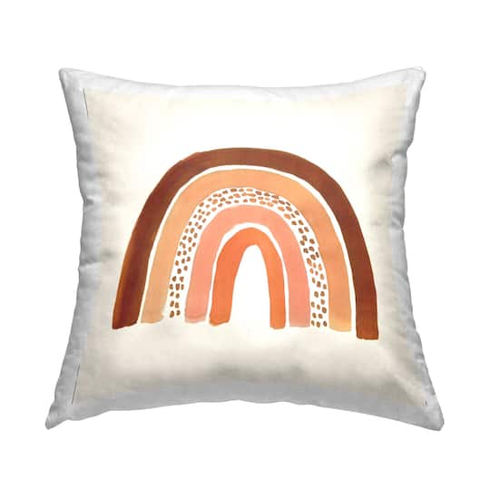 Stupell Industries Orange Patterned Rainbow Casual Boho Kids Throw Pillow, 18" x 18"